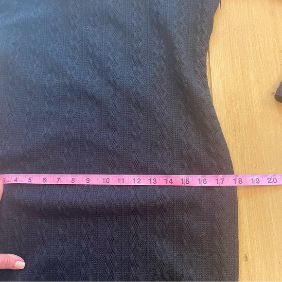 Women's Black Cable knit Midi Sweater Dress Ruffled Collar Textured New Medium - Picture 8 of 16